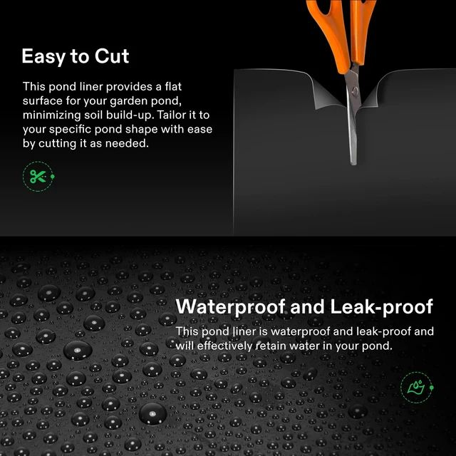 Alt view image 3 of 7 - 20 x 25 Feet Pond Liner for Koi Ponds, Aquaculture and Water Garden | 14.5 Mil Durable LLDPE Pond Liners, Black