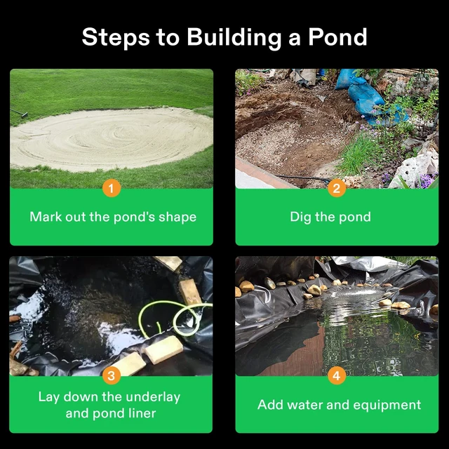 Alt view image 5 of 7 - 20 x 25 Feet Pond Liner for Koi Ponds, Aquaculture and Water Garden | 14.5 Mil Durable LLDPE Pond Liners, Black