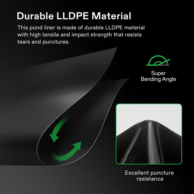 Alt view image 6 of 7 - 20 x 25 Feet Pond Liner for Koi Ponds, Aquaculture and Water Garden | 14.5 Mil Durable LLDPE Pond Liners, Black