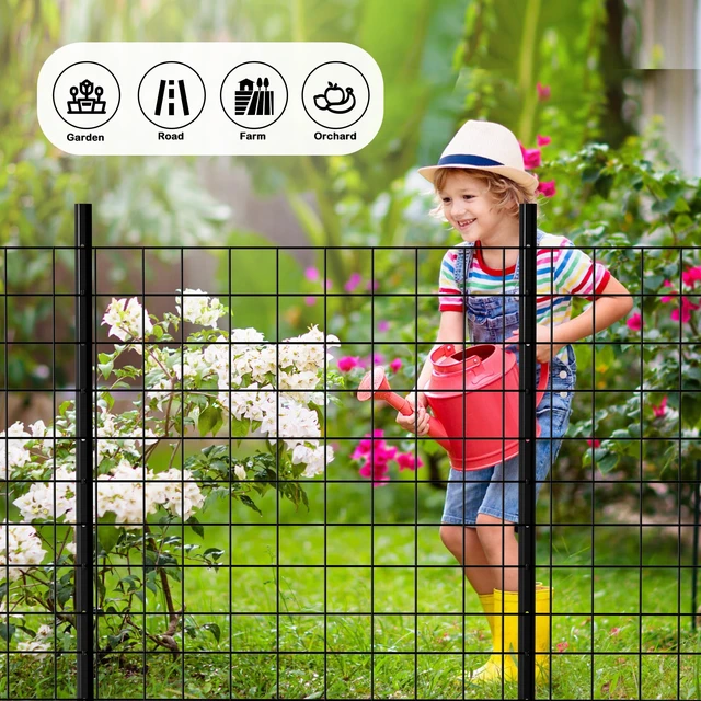 Alt view image 7 of 7 - Metal Fence Post 7feet, Heavy Duty Garden Fence Post for Holding Wire Fence, Sign U Post Pack of 8 Sturdy Outdoor No Dig Fence Post for Garden Yard Black