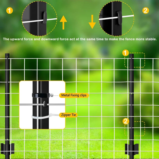 Alt view image 5 of 7 - Metal Fence Post 7feet, Heavy Duty Garden Fence Post for Holding Wire Fence, Sign U Post Pack of 8 Sturdy Outdoor No Dig Fence Post for Garden Yard Black