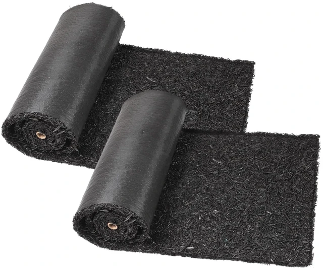 Main image of 2 Pack Recycled Rubber Mulch Mat Roll Black Permanent Mulch Walkway Pathway for Landscaping Outdoor 8' x 2'