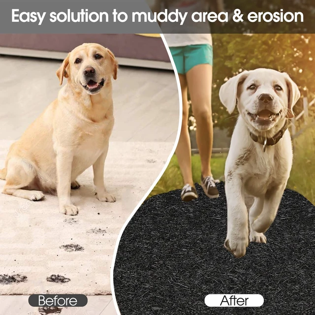 Alt view image 4 of 7 - 2 Pack Recycled Rubber Mulch Mat Roll Black Permanent Mulch Walkway Pathway for Landscaping Outdoor 8' x 2'