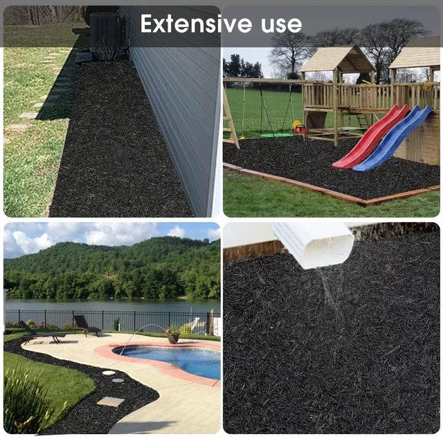 Alt view image 7 of 7 - 2 Pack Recycled Rubber Mulch Mat Roll Black Permanent Mulch Walkway Pathway for Landscaping Outdoor 8' x 2'