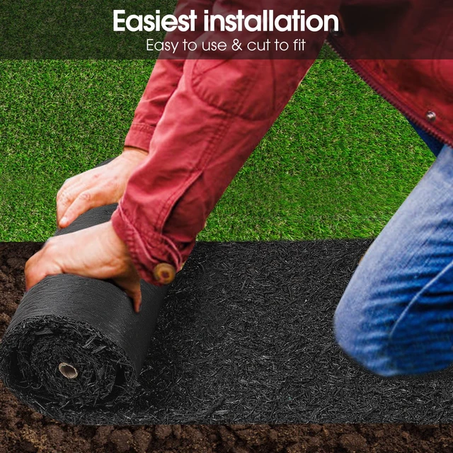 Alt view image 6 of 7 - 2 Pack Recycled Rubber Mulch Mat Roll Black Permanent Mulch Walkway Pathway for Landscaping Outdoor 8' x 2'