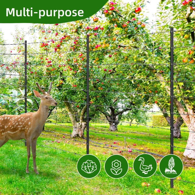 Alt view image 5 of 6 - Splicing 6 ft Black Metal Fence Post, T Posts for Wire Fencing, 15-Pack | No-Dig Steel Stakes T-Posts for Wire Mesh, Welded Garden Fence Roll, Chicken /Dog Fencing, Temporary Outdoor Sign