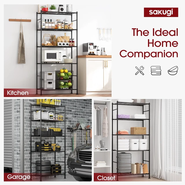 Alt view image 7 of 7 - 2-Pack 5-Tier Steel Garage Storage Shelves, 33.5"x12.6"x72", Black | Freestanding Steel Shelving With Reinforced Frame, Adjustable Garage Shelves, Heavy-Duty For Warehouse, Basement & Workshop