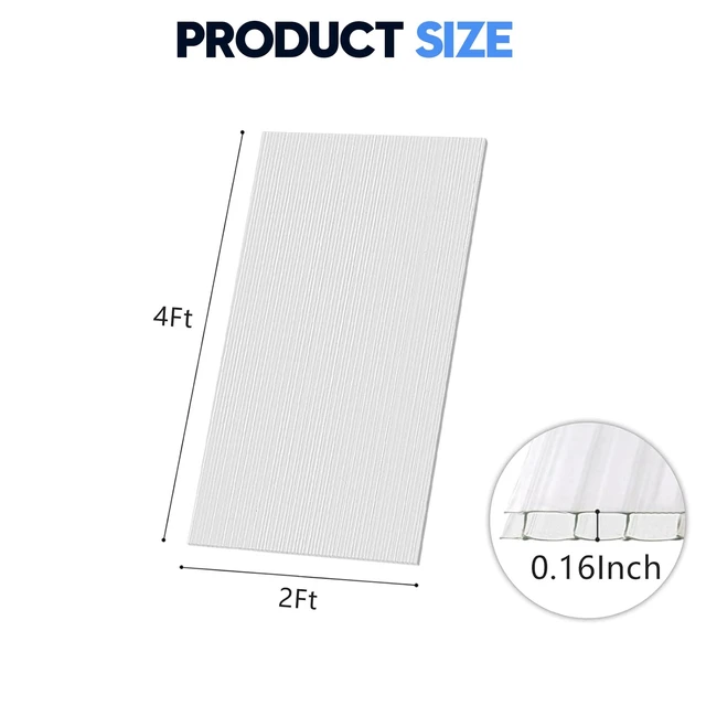 Alt view image 2 of 7 - Polycarbonate Greenhouse Panels, 14 Pcs 4'x 2'x 0.16''Twin-Wall Sheets | Twin-Wall Polycarbonate Panels for Thermal Insulation, UV Protection and Plant Growth
