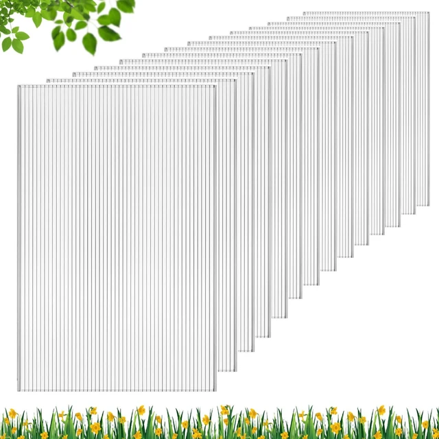 Main image of Polycarbonate Greenhouse Panels, 14 Pcs 4'x 2'x 0.16''Twin-Wall Sheets | Twin-Wall Polycarbonate Panels for Thermal Insulation, UV Protection and Plant Growth