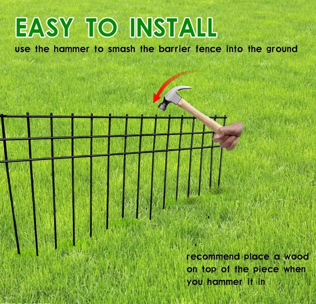 Alt view image 5 of 7 - 24x15-inch No Dig Animal Barrier Fence, 15 Pack Black Dig Protective with 1.5 inch Spike spacing, Dog/Rabbit/Groundhog Underground Dig Barrier, Galvanized Outdoor Garden Metal Fence