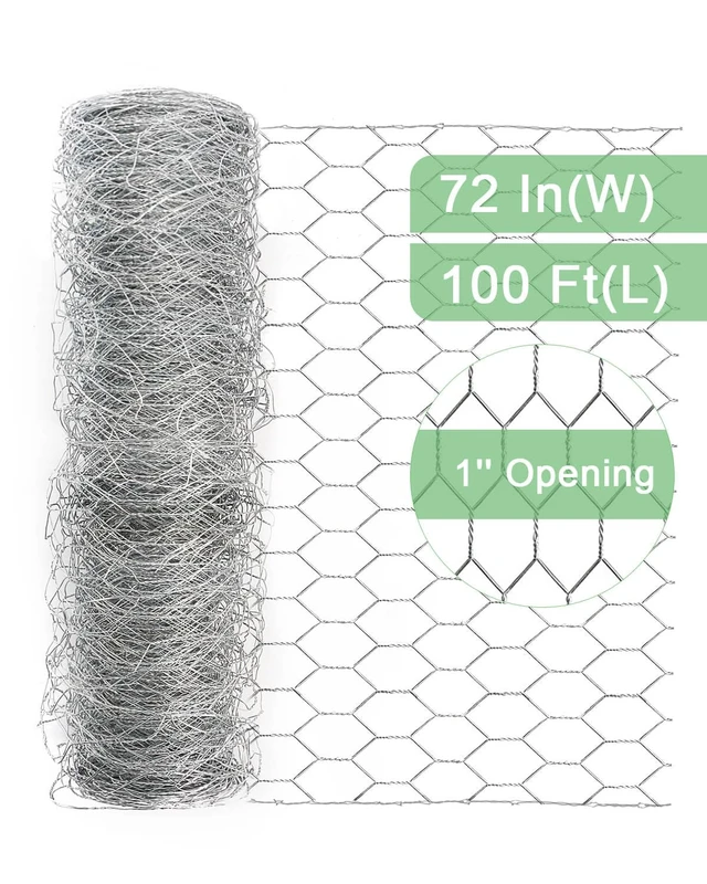 Alt view image 2 of 6 - Chicken Wire Mesh, 1-Inch Poultry Netting Fence, 72 in x 100 ft | Versatile poultry netting for garden fences, animal barriers, chicken or rabbit enclosures, pet areas, and crafts.
