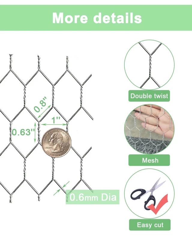 Alt view image 3 of 6 - Chicken Wire Mesh, 1-Inch Poultry Netting Fence, 72 in x 100 ft | Versatile poultry netting for garden fences, animal barriers, chicken or rabbit enclosures, pet areas, and crafts.