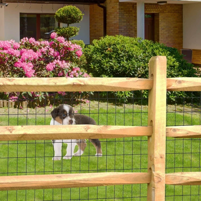 Alt view image 4 of 6 - Black PVC Coated Welded Wire Fence 48" x 50' Roll, 2"x3" Mesh, 16 Gauge | Vinyl Coated Garden Fencing, Yard & Pet Barrier, Chicken Wire Fencing, Dog Enclosure Mesh, Vegetable Plant Protector