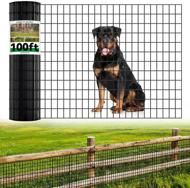 Main image of Welded Wire Fence, 100t(L) x 36inch(H) PVC Anti-Rust Coated Wire Mesh, 2 Inch x 3 Inch 16GA Garden Edging Border, Roll Metal Animal Barrier for Yard Vegetable Plant Protection Poultry Netting