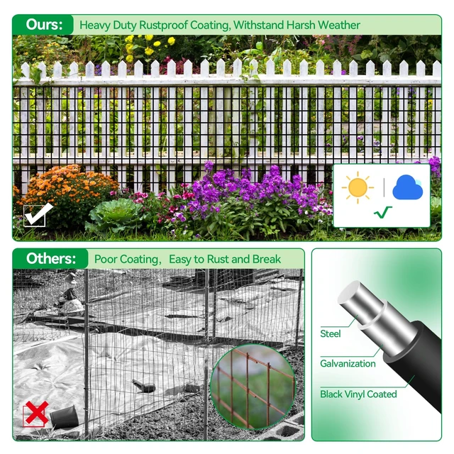 Alt view image 4 of 7 - Welded Wire Fence, 100t(L) x 36inch(H) PVC Anti-Rust Coated Wire Mesh, 2 Inch x 3 Inch 16GA Garden Edging Border, Roll Metal Animal Barrier for Yard Vegetable Plant Protection Poultry Netting
