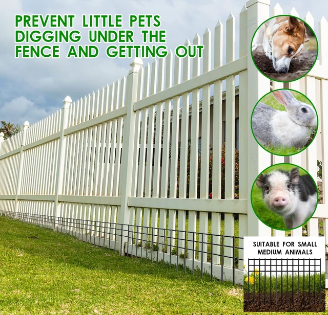 Alt view image 3 of 7 - 24x15-inch No Dig Animal Barrier Fence, 15 Pack Black Dig Protective with 1.5 inch Spike spacing, Dog/Rabbit/Groundhog Underground Dig Barrier, Galvanized Outdoor Garden Metal Fence
