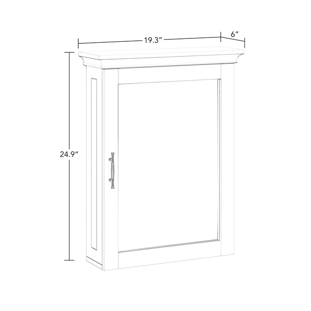 Alt view image 3 of 5 - Somerset Bathroom Wall Mount Medicine Cabinet with Mirror, White | Bath Storage Cabinet with Adjustable Interior Shelf and Soft Close Hinges, Two-Tone Handles and Coved Top Detailing
