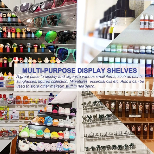 Alt view image 5 of 6 - 2 Pack 20 * 24 Inch Clear Acrylic Nail Polish Wall Racks | Hold Up to 240 Bottles,Nail Polish Shelf Organizer Wall Mounted 6 Rows