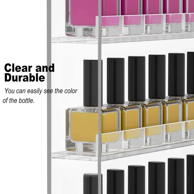 Alt view image 6 of 6 - 2 Pack 20 * 24 Inch Clear Acrylic Nail Polish Wall Racks | Hold Up to 240 Bottles,Nail Polish Shelf Organizer Wall Mounted 6 Rows