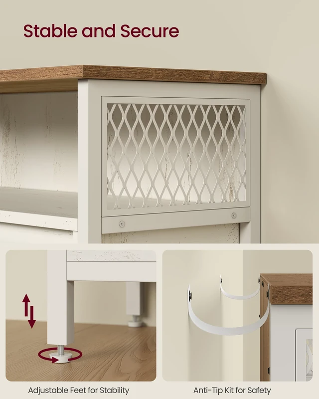 Alt view image 4 of 6 - Buffet Cabinet, Coffee Bar with 1 Sliding Barn Door | Sideboard Storage Cabinet, Adjustable Shelves, 11.8 x 27.6 x 31.5 Inches, Rustic White, DAXTON Collection ULSC089WJ02S