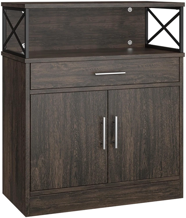 Main image of Kitchen Storage Cabinet with Adjustable Shelves and Drawers, Modern Buffet Sideboard, Wood Buffet Cabinet with Doors, Floor Cabinet Cupboard for Coffee Bar Living Room, Dark Brown