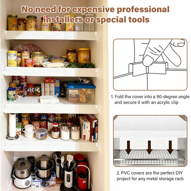 Alt view image 6 of 7 - CLICLIE Wire Shelf Covers, 24" W X 16" D PVC Wire Rack Covers for Pantry | PVC Shelf Covers for Wire Shelving, 0.31-inch Thick Moisture Durable Shelf Liner for Closet (24" W X 16" D, 5pcs, White)