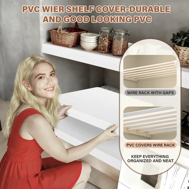 Alt view image 7 of 7 - CLICLIE Wire Shelf Covers, 24" W X 16" D PVC Wire Rack Covers for Pantry | PVC Shelf Covers for Wire Shelving, 0.31-inch Thick Moisture Durable Shelf Liner for Closet (24" W X 16" D, 5pcs, White)
