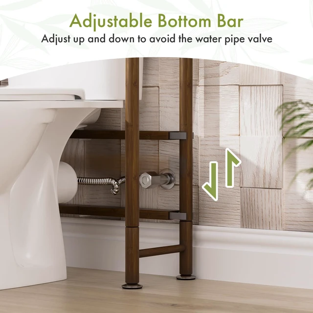 Alt view image 6 of 7 - Bamboo Over The Toilet Storage Shelf, 3-Tier Over Toilet Bathroom Organizer Rack, Bathroom Shelves Over Toilet, Space Saver, Walnut Brown