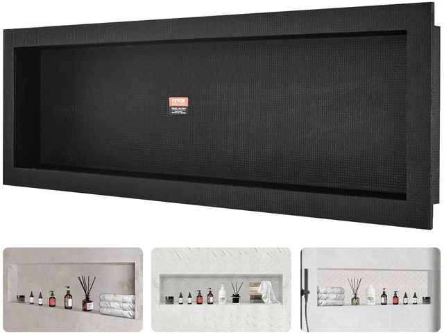 Main image of Shower Niche Ready for Tile 16" x 50", Single Shelf Organizer, Square Corners Wall-inserted Niche Recessed, Sealed Protection Modern Soap Storage Niche for Shower Bathroom, Black