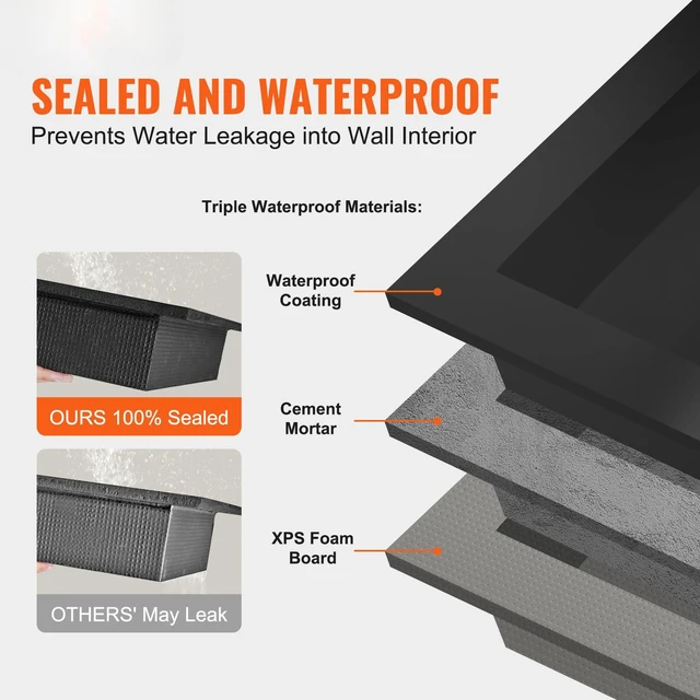 Alt view image 2 of 7 - Shower Niche Ready for Tile 16" x 50", Single Shelf Organizer, Square Corners Wall-inserted Niche Recessed, Sealed Protection Modern Soap Storage Niche for Shower Bathroom, Black