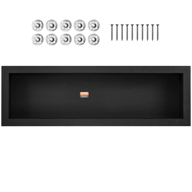 Alt view image 4 of 7 - Shower Niche Ready for Tile 16" x 50", Single Shelf Organizer, Square Corners Wall-inserted Niche Recessed, Sealed Protection Modern Soap Storage Niche for Shower Bathroom, Black
