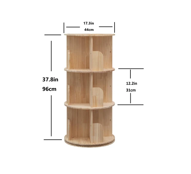 Alt view image 2 of 7 - Wooden Rotating Bookshelf 360 Display Floor Standing Bookcase Storage Rack for Kids&Adults Multi-Functional Bookshelf Organizer (3-Tier)
