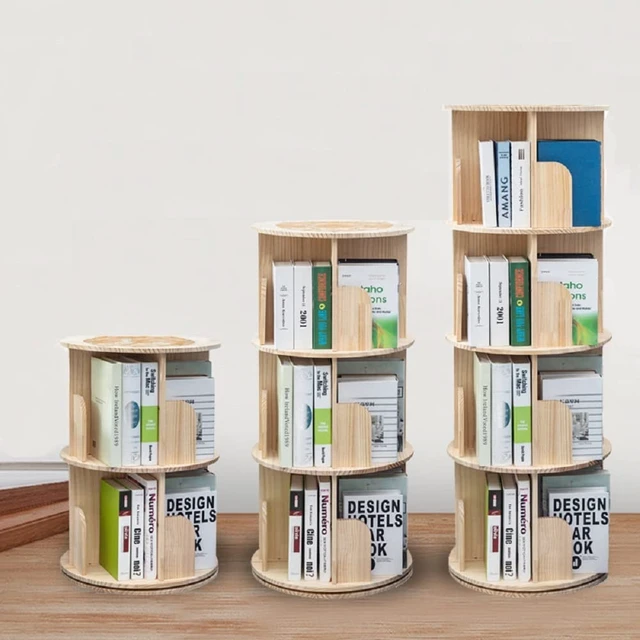 Alt view image 3 of 7 - Wooden Rotating Bookshelf 360 Display Floor Standing Bookcase Storage Rack for Kids&Adults Multi-Functional Bookshelf Organizer (3-Tier)