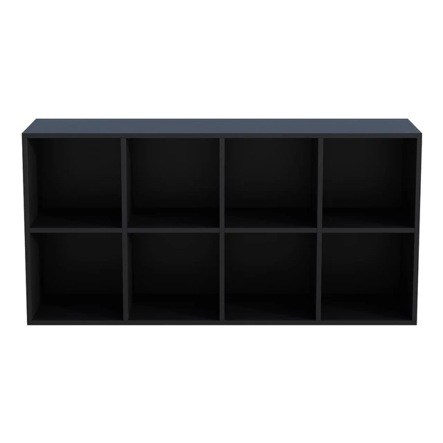 Alt view image 5 of 7 - 8-Cube Storage Shelf Bookcase, Black | Wooden 4-Tier Open Bookshelf, Fits 11×11" Bins, Vertical or Horizontal Use, Full Back Panels, For Home Office