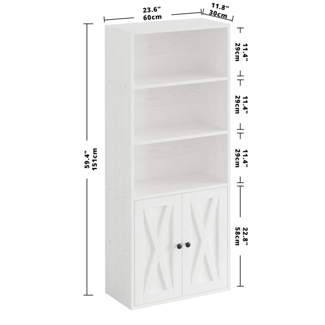Alt view image 4 of 6 - Industrial Bookshelves and Bookcases with Doors and Shelves | 11.8in Deeper engineered-wood, concealed storage, anti-tip bracket, each shelf supports up to 22 lbs, 5-Tier Storage Shelves