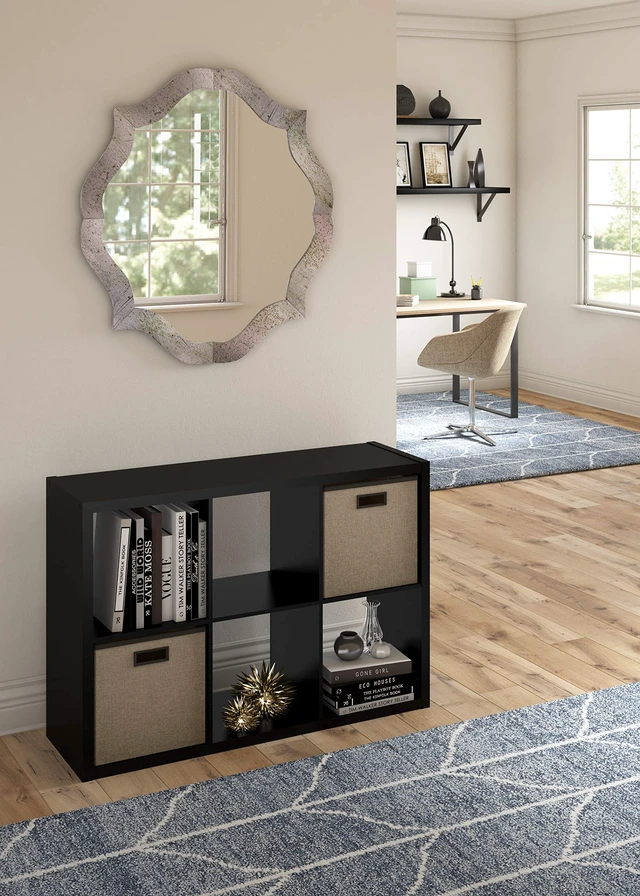 Alt view image 3 of 6 - 6 Cube Storage Shelf Organizer Bookshelf with Open Back, Vertical or Horizontal, Easy Assembly, Wood, Black Finish