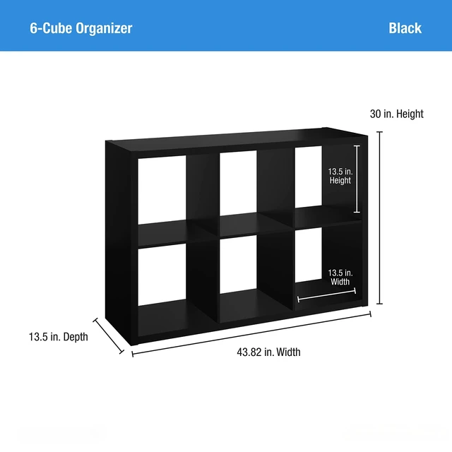 Alt view image 5 of 6 - 6 Cube Storage Shelf Organizer Bookshelf with Open Back, Vertical or Horizontal, Easy Assembly, Wood, Black Finish