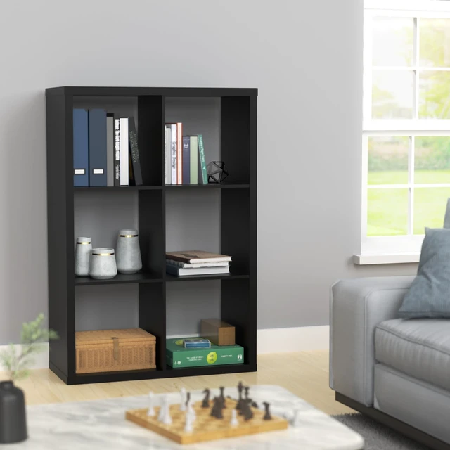 Alt view image 6 of 6 - 6 Cube Storage Shelf Organizer Bookshelf with Open Back, Vertical or Horizontal, Easy Assembly, Wood, Black Finish