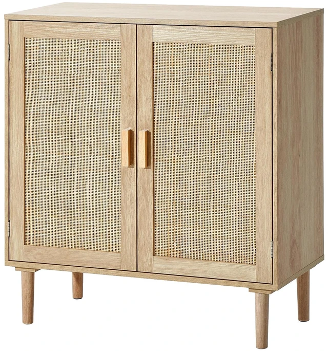 Main image of Sideboard Cabinet, Buffet Cabinet with 2 Magnetic Doors and Adjustable Shelves, Sideboard Buffet for Hallway, Entryway, Living Room, or Kitchen, Natural