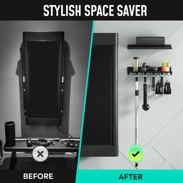Alt view image 5 of 7 - 2-Tier Floating Shelf Compatible with Tonal 1 & 2 Accessories | Home Gym Storage Rack, Wall Mount Gym Organizer, Workout Metal Holder, T-Bracket Lock Adapters Hanger, US Patent Holding
