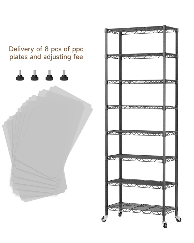 Alt view image 3 of 7 - 8Tier Adjustable Storage Shelves Metal Wire Shelving Standing Shelf | Utility Heavy Duty Unit Rack Closet Organize for Home Kitchen Laundry Room Organization Pantry 12"Dx22"Wx72"H Black