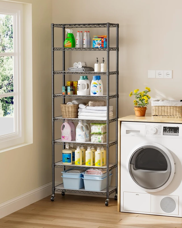 Alt view image 6 of 7 - 8Tier Adjustable Storage Shelves Metal Wire Shelving Standing Shelf | Utility Heavy Duty Unit Rack Closet Organize for Home Kitchen Laundry Room Organization Pantry 12"Dx22"Wx72"H Black
