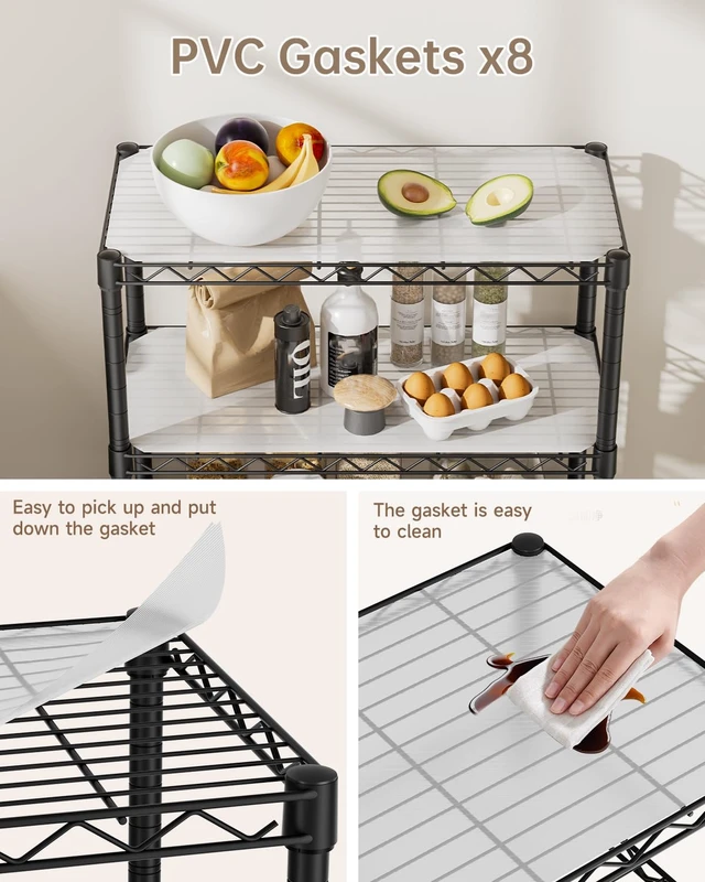 Alt view image 4 of 7 - 8Tier Adjustable Storage Shelves Metal Wire Shelving Standing Shelf | Utility Heavy Duty Unit Rack Closet Organize for Home Kitchen Laundry Room Organization Pantry 12"Dx22"Wx72"H Black