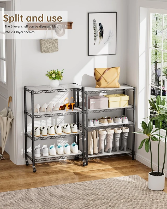 Alt view image 7 of 7 - 8Tier Adjustable Storage Shelves Metal Wire Shelving Standing Shelf | Utility Heavy Duty Unit Rack Closet Organize for Home Kitchen Laundry Room Organization Pantry 12"Dx22"Wx72"H Black