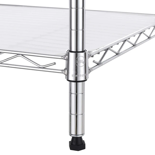 Alt view image 7 of 7 - 8-Tier Wire Shelving Unit Adjustable Steel Wire Rack Shelving 8 Shelves Steel Storage Rack or Two 4-Tier Shelving Units with PE mat, Leveling Feet and Safety Device, NSF Certified, Chrome