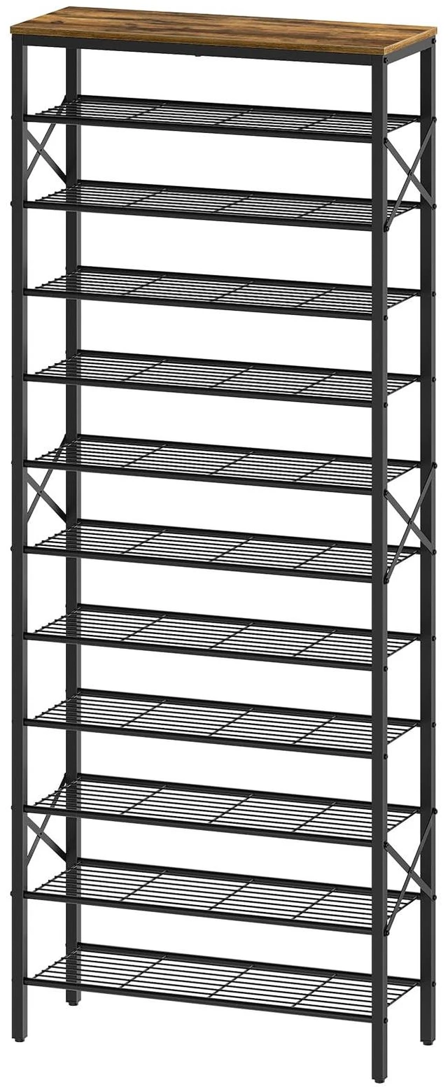 Main image of 12 Tier Shoe Rack, Large Capacity Shoe Storage Organizer Holds 48 Pairs, Sturdy and Stable, for Entryway, Hallway, Closet, Dorm Room, Rustic Brown SS12BR