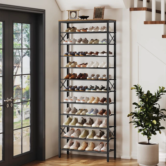 Alt view image 2 of 7 - 12 Tier Shoe Rack, Large Capacity Shoe Storage Organizer Holds 48 Pairs, Sturdy and Stable, for Entryway, Hallway, Closet, Dorm Room, Rustic Brown SS12BR