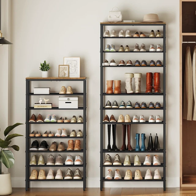 Alt view image 7 of 7 - 12 Tier Shoe Rack, Large Capacity Shoe Storage Organizer Holds 48 Pairs, Sturdy and Stable, for Entryway, Hallway, Closet, Dorm Room, Rustic Brown SS12BR