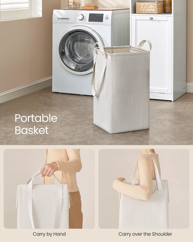 Alt view image 3 of 5 - Tall Storage Cabinet, with Removable Laundry Basket, Cloud White | Compartment, for Bathroom, Living Room, 15.8 x 15.8 x 66.9 Inches, SIREN Collection, UBBC761W01