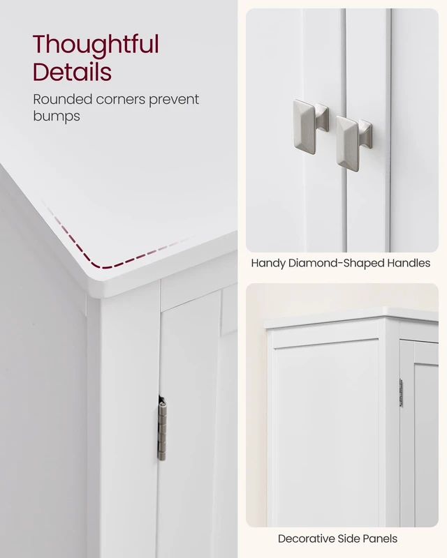 Alt view image 5 of 6 - Bathroom Floor Storage Cabinet with 4 Doors, Cloud White | Freestanding Bathroom Storage Unit, Adjustable Shelf, 23.6 x 11.8 x 43.3 Inches, HELAN Collection UBBC552P31